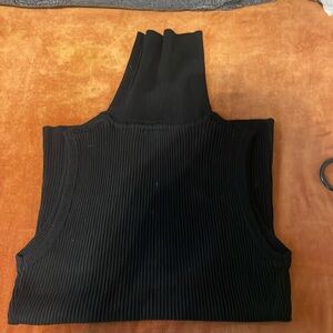 Black knit turtle neck tank